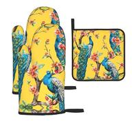 Magnifiques Ensembles de Gants de Cuisine et de maniques à Motifs de Paon
