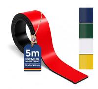Magnosphere Bande magnétique en Couleur de 40mm de Large x 0,85mm d'épaisseur x 5m de Long à découper et à inscrire pour Le repérage - Etiquettes magnétiques Couleurs pour l'étiquetage, Couleur:Rouge