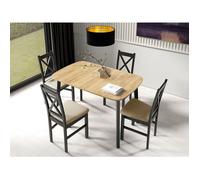 Magov - table à manger extensible - effet bois et noir - 4 personnes - Bois / Noir