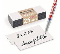 Magstick lot de 25 étiquettes magnétiques inscriptibles I 5 x 2 cm blanc I film magnétique inscriptible bandes magnétiques pour étiquetage I mag075