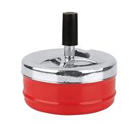 MAGT Cendrier Rotatif, Cendrier Ronde en Métal Cendrier Poussoir Cendrier Coupe Vent Tournant Auto Nettoyant Cendrier Intérieur Extérieur (S-Rouge)