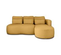 Mahina - canapé d'angle droit - 4 places - convertible avec coffre - en tissu bouclette - Jaune