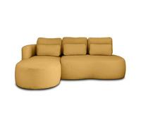 Mahina - canapé d'angle gauche - 4 places - convertible avec coffre - en tissu bouclette - Jaune