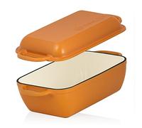 Mahlzeit Cocotte en Fonte Émaillée 4,8 L Orange Sunny - 2 en 1 avec Poêle à Frire - Passe au Four, à Induction - Double Cocotte à Canard - Grande en Émail