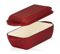 Mahlzeit Cocotte en fonte émaillée avec couvercle - 4,8 L - Dark Cherry - Cocotte 2 en 1 avec poêle à frire - Passe au four - Compatible avec l'induction