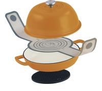 Mahlzeit Gusseisen Brottopf Set émaillé 6,4 litres, Sunny Orange, avec boucle à pain et dessous de plat