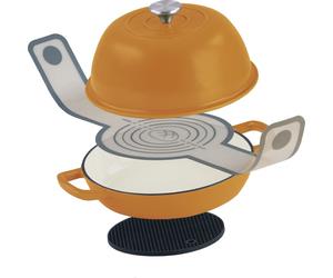 Mahlzeit Gusseisen Brottopf Set émaillé 6,4 litres, Sunny Orange, avec boucle à pain et dessous de plat