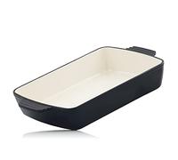 Mahlzeit Plat à gratin carré en fonte émaillée 3,8 l | Blue Berry | Plat à lasagnes, plat à four, plat à rôtir rectangulaire