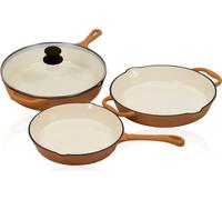 Mahlzeit Set de 3 poêles, Ø 24cm, Ø 29,5cm, Ø 29cm, Sunny Orange, Poêle à frire en fonte