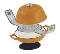 Mahlzeit Gusseisen Brottopf Set émaillé 6,4 litres, Sunny Orange, avec boucle à pain et dessous de plat