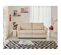Maho - canapé 2 places convertible express couchage quotidien 140 cm matelas 11 cm en velours côtelé - Beige