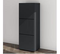 Mai & Mai Armoire à Chaussures Commode à Chaussures Entrée avec 3 Compartiments Meuble à Chaussures Gris Noir Mat 45x36x120 cm ACH2
