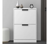 Mai & Mai Armoire à Chaussures Commode Entrée Blanc Mat 60x28x89cm