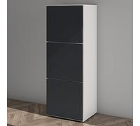 Mai & Mai Armoire à Chaussures Commode Entrée Blanc Mat + Gris Noir Mat