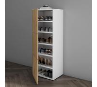 Mai & Mai Armoire à Chaussures Commode Entrée Blanc Mat + Marron Clair | Meuble de Rangement à Chaussure, Commode à Chaussures, avec 3 Compartiments, Range-Chaussures, 45x36x120cm, ACH2