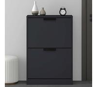 Mai & Mai Armoire à Chaussures Commode Entrée Gris Noir Mat 60x28x89cm | Meuble de Rangement à Chaussure, avec 2 Tiroirs, Commode à Chaussures, Range-Chaussures, ACH1