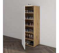 Mai & Mai Armoire à Chaussures Commode Entrée Marron Clair + Blanc Mat | Meuble de Rangement à Chaussure, Commode à Chaussures, avec 3 Compartiments, Range-Chaussures, 45x36x120cm, ACH2