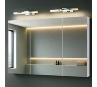Mai & Mai Armoire à Miroir Blanc Mat avec Lampe LED Salle de Bain 120cm | Placard Rangement en Bois, Armoire Toilette, 2 Lampe LED 180° Rotative 40cm, Étagères Réglables, 120x15x70cm, SpiegelSR-02