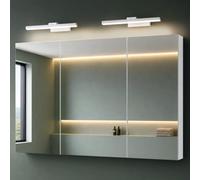 Mai & Mai Armoire à Miroir Blanc Mat avec Lampe LED Salle de Bain 120cm | Placard Rangement en Bois, Armoire Toilette, 2 Lampe LED 180° Rotative 40cm, Étagères Réglables, 120x15x70cm, SpiegelSR-02