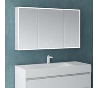 Mai & Mai Armoire de Toilette avec Éclairage LED Armoire Suspendue de Salle de Bain avec Miroir Armoire Miroir Mural 120x15x70 cm Blanc Mat SpiegelSR-04