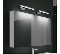 Mai & Mai Armoire Miroir Suspendue de Salle de Bain 120x15x70cm Blanc Mat avec 2 Lampe LED 180°Rotative 40cm Chrome