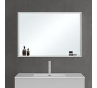 Mai & Mai Armoire Murale Blanc Mat avec Miroir Salle de Bain 100cm | Placard Rangement en Bois, Éclairage Miroir LED Suspendue, Armoire Toilette, Compartiment Ouvert, 100x12x70cm, SpiegelSR-01