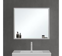 Mai & Mai Armoire Murale Blanc Mat avec Miroir Salle de Bain 80cm | Placard Rangement en Bois, Éclairage Miroir LED Suspendue, Armoire Toilette, Compartiment Ouvert, 80x12x70cm, SpiegelSR-01