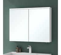 Mai & Mai Armoire Murale Blanc Mat avec Miroir Salle de Bain 90cm | Placard Rangement en Bois, Éclairage Miroir LED Suspendue, Armoire de Toilette, Étagères Réglables, 90x15x70cm, SpiegelSR-03