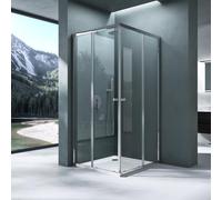 Mai & Mai cabine de douche 80x90cm paroi de douche deux portes coulissantes verre trempé transparent avec revêtement nano easy clean RAV16K