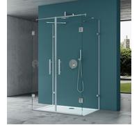 Mai & Mai Cabine de douche en forme U 90x120 deux portes de douche battante verre trempé transparent RAV40UK