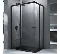 Mai & Mai® cabine de douche noir 100x70cm paroi de douche deux portes coulissantes verre trempé transparent RAV16K