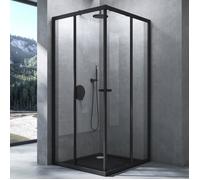Mai & Mai® cabine de douche noir 100x80cm paroi de douche deux portes coulissantes verre trempé transparent RAV16K