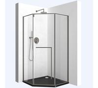 Mai & Mai Cabine de Douche Paroi de Douche Pentagonale 90x90cm Monatge Réversible Verre Transparent de 8mm Cadre Réglable Easy Clean Ravenna68K-Plus