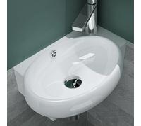 Mai & Mai Lavabo Rectangulaire Suspendu 42x28x15cm Blanc avec Trop-Plein | Lave Mains, Perçage Robinet, Céramique, pour WC d'Invités ou Petite Salle de Bains, BR001L