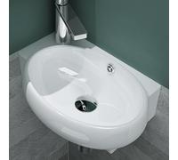 Mai & Mai Lavabo Rectangulaire Suspendu 42x28x15cm Blanc avec Trop-Plein | Lave Mains, Perçage Robinet, Céramique, pour WC d'Invités ou Petite Salle de Bains, BR001R