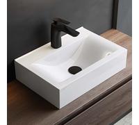 Mai & Mai lave main évier vasque 45x30,5x10,5cm en céramique blanc rectangulaire sans perçage pour robinet lavabo sans trop-plein à poser/suspendu BR118C