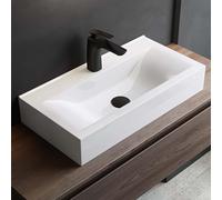 Mai & Mai lave main évier vasque 61,5x31,5x10,5cm en céramique rectangulaire avec perçage pour robinet lavabo sans trop-plein à poser/suspendu BR118G