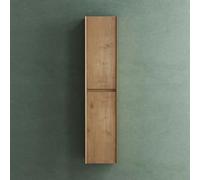 Mai & Mai Meuble Colonne de Salle de Bains Marron Clair Armoire Haute 160cm | Meuble Colonne de Rangement Suspendu, Armoire Latérale en Bois, 2 Portes et 6 Compartiments, 35x30x160cm, Rimo