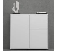 Mai & Mai Meuble de Rangement avec 2 Portes et 2 Tiroirs Casier de Rangement Polyvalent Buffet Blanc Mat 80x36x74 cm SR05