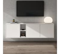 Mai & Mai Meuble de Rangement avec 3 Portes et 2 Compartiments Casier de Rangement Polyvalent Buffet Blanc Mat 180x36x52,6 cm SR02