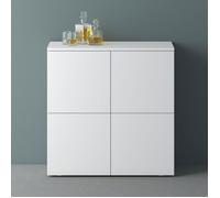 Mai & Mai Meuble de Rangement avec 4 Portes et 4 Compartiments Casier de Rangement Polyvalent Buffet Blanc Mat 76x36,4x74 cm SR04