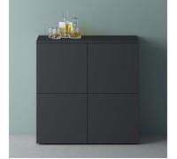 Mai & Mai Meuble de Rangement Buffet Commode Gris Noir Mat 76cm | Casier de Rangement, 4 Portes et 8 Compartiments, Séparateur Réglable, Placard Salon Salle à Manger, 76x36,4x76cm, SR04