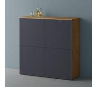 Mai & Mai Meuble de Rangement avec 4 Portes et 8 Compartiments Casier de Rangement Polyvalent Buffet Marron Clair + Gris Noir Mat 100x36,4x98 cm SR04