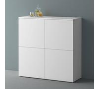 Mai & Mai Meuble de Rangement avec 4 Portes et 8 Compartiments Casier de Rangement Polyvalent Buffet Blanc Mat 100x36,4x98 cm SR04