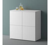 Mai & Mai Meuble de Rangement avec 4 Portes et 4 Compartiments Casier de Rangement Polyvalent Buffet Blanc Mat 76x36,4x74 cm SR04