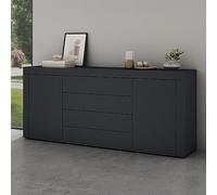 Mai & Mai Meuble de Rangement Buffet Commode Gris Noir Mat 167cm | Casier de Rangement, 2 Portes et 4 Tiroirs, Séparateur Réglable, Placard Salon Salle à Manger, 167x36x70cm, SR03