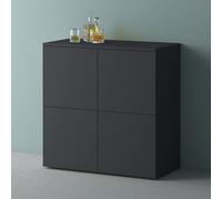 Mai & Mai Meuble de Rangement Buffet Commode Gris Noir Mat 76cm | Casier de Rangement, 4 Portes et 8 Compartiments, Séparateur Réglable, Placard Salon Salle à Manger, 76x36,4x76cm, SR04