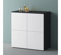 Mai & Mai Meuble de Rangement Buffet Gris Noir Mat + Blanc Mat 76cm