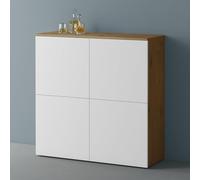 Mai & Mai Meuble de Rangement Buffet Marron Clair + Blanc Mat 100cm