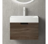 Mai & Mai Meuble Salle de Bain Marron Ensemble de 2 Pièces 60cm | Ensemble de Meubles, Lavabo Inclus, Meuble sous Lavabo Suspendu avec Tiroir, 60x48x45cm, Lonato